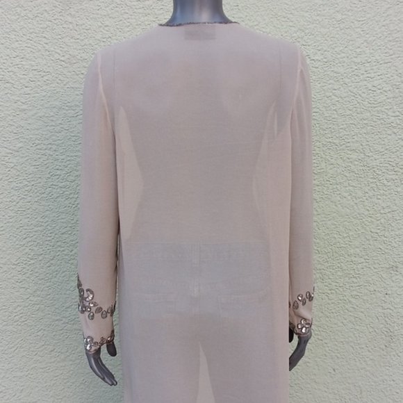 METROSTYLE LADIES VVINTAGE SEE-THRU HOUSE COAT W/STONE EMBELLISHED SLEEVES - Picture 13 of 17